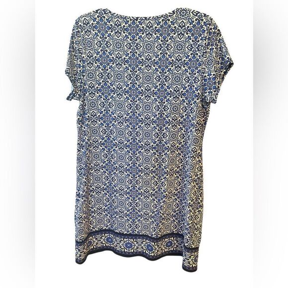 Lands’ End Sz M 10/12 Casual
Summer Blue White Pattern Shift Dress - Picture 2 of 6